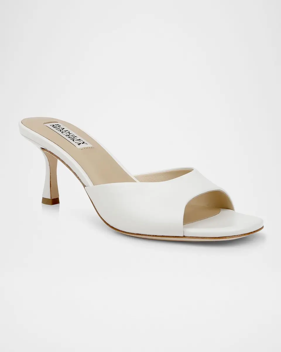BADGLEY MISCHKA Draya Leather Kitten-Heel Mules | Thumbnail 2