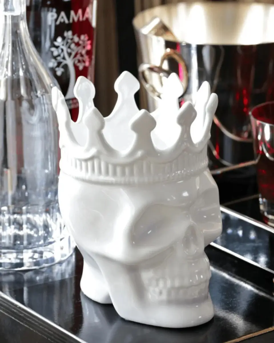 Thompson Ferrier White Louise Skull Candle, 23.3 oz. - Rose de Vents Scent | Thumbnail 2