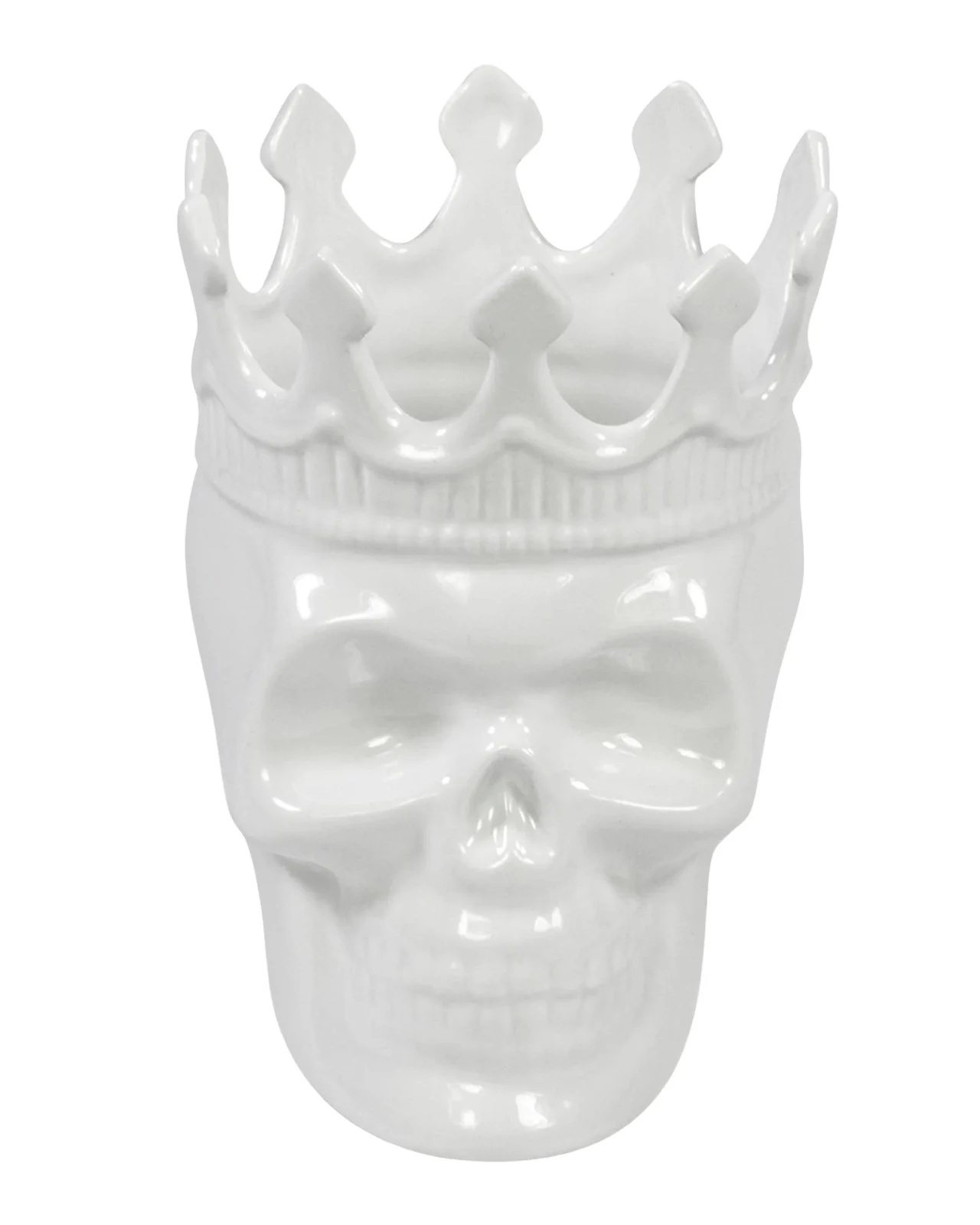 Thompson Ferrier White Louise Skull Candle, 23.3 oz. - Rose de Vents Scent