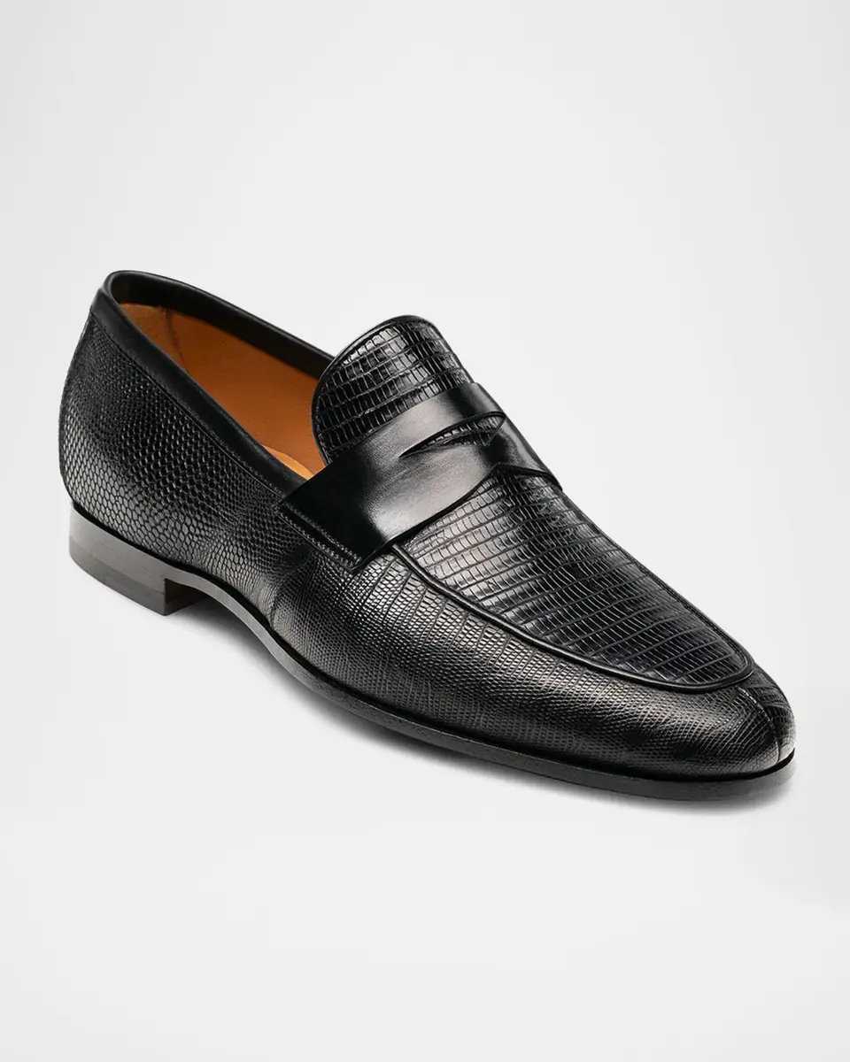 Magnanni Men's Vincente Lizard Penny Loafers | Thumbnail 2
