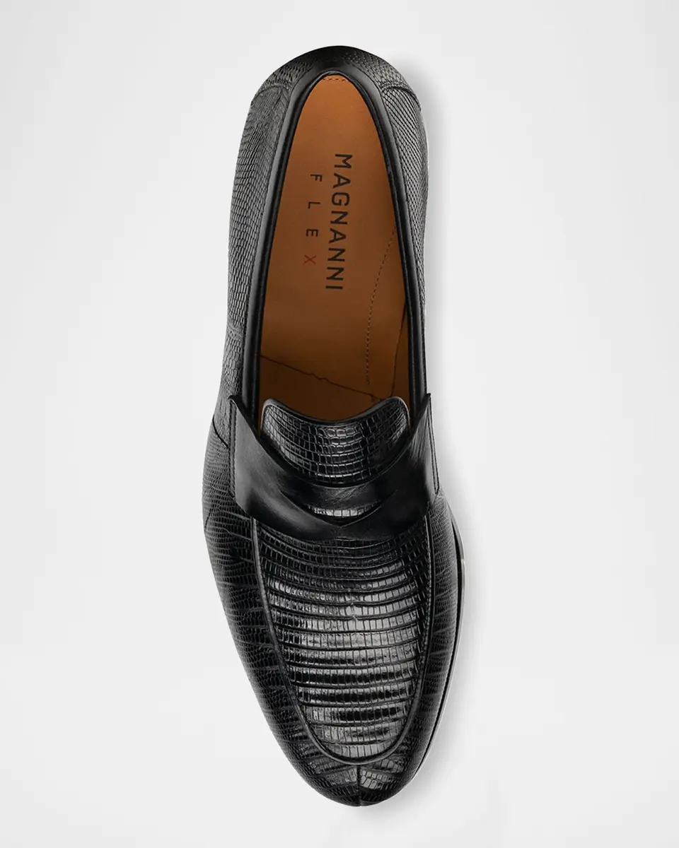 Magnanni Men's Vincente Lizard Penny Loafers | Thumbnail 3