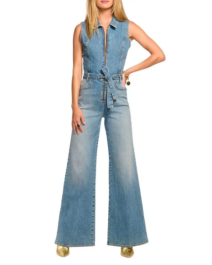 Ramy Brook Jemma Wide-Leg Denim Jumpsuit