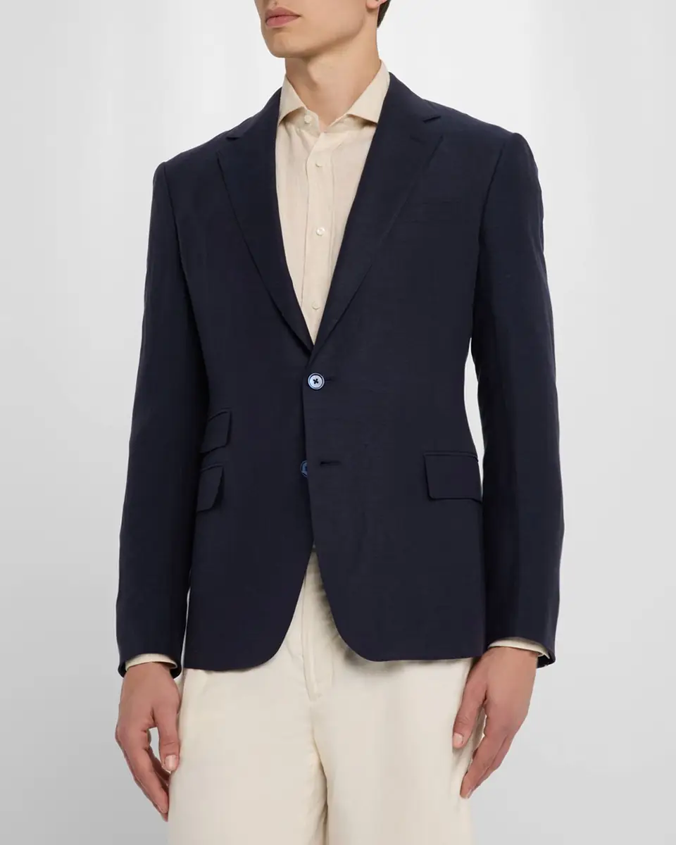 Ralph Lauren Purple Label Men's Kent Hand-Tailored Silk-Linen Jacket | Thumbnail 8 Ralph Lauren Purple Label Men's Kent Hand-Tailored Silk-Linen Jacket | Thumbnail 8