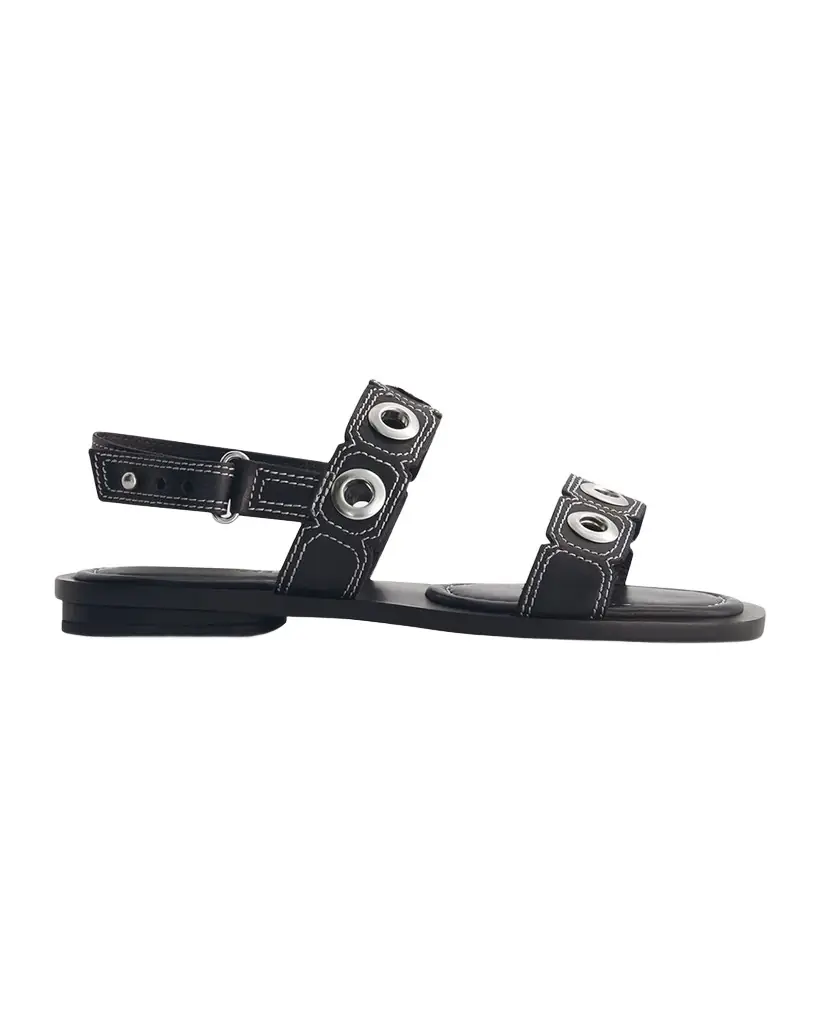 Bernardo 1946 Acro Leather Flat Slingback Sandals | Image 1 Bernardo 1946 Acro Leather Flat Slingback Sandals | Image 1