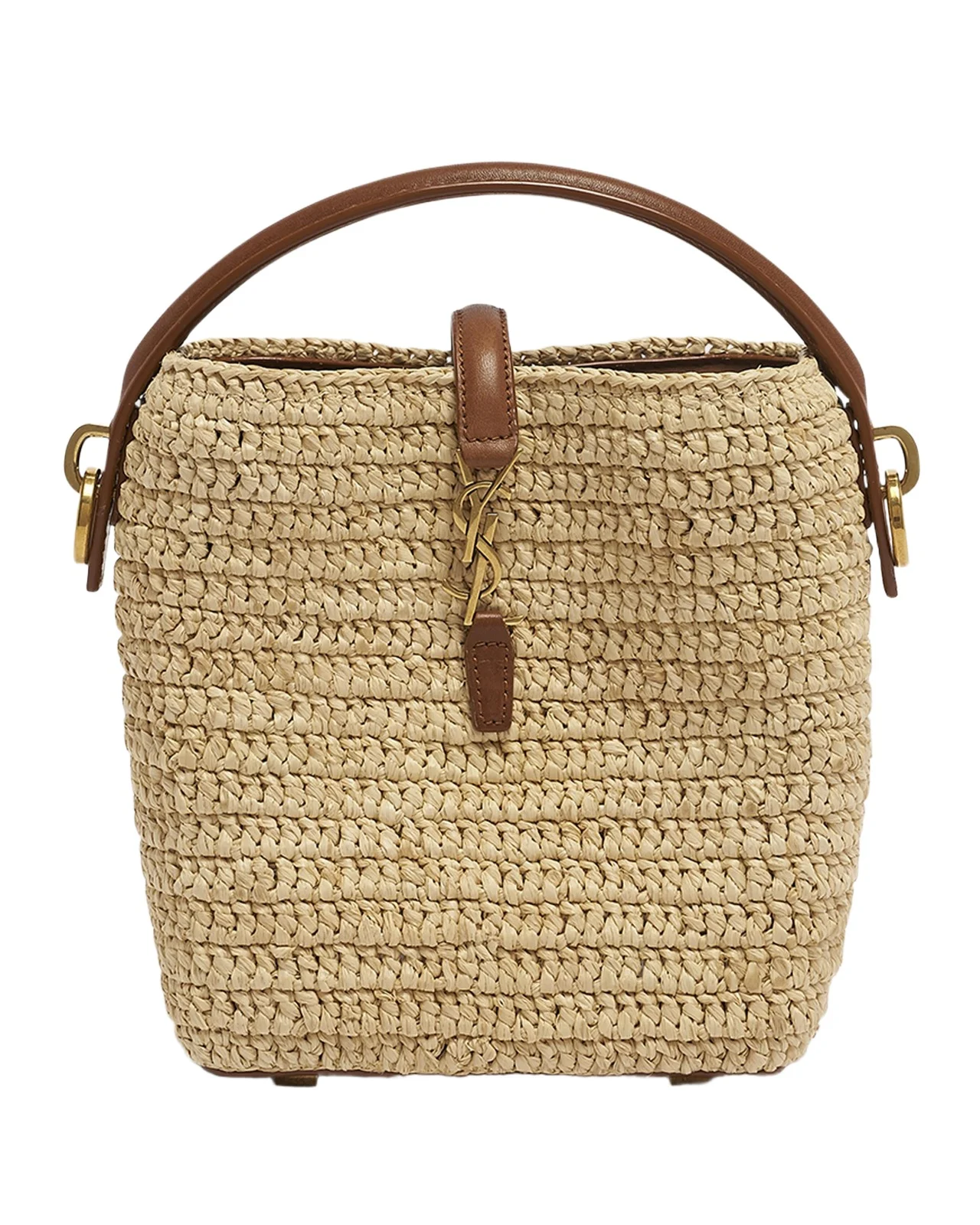 Le 37 Mini YSL Bucket Bag in Raffia and Leather