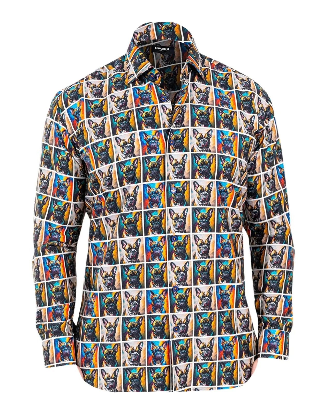 Maceoo Men's Fibonacci Multicolor Puppy Portrait Sport Shirt