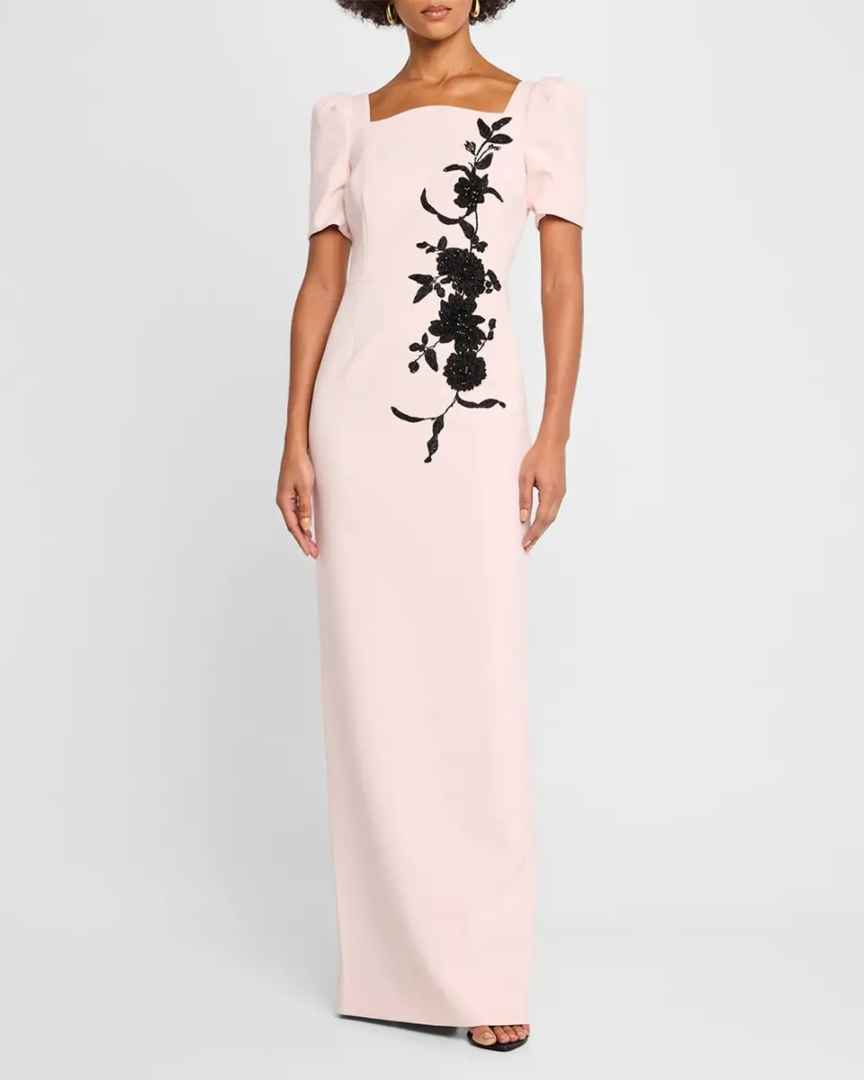 Rickie Freeman for Teri Jon Floral Applique Crepe Column Gown | Thumbnail 4 Rickie Freeman for Teri Jon Floral Applique Crepe Column Gown | Thumbnail 4