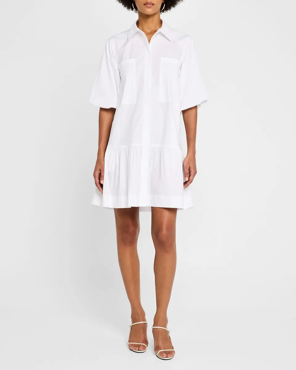 Simkhai Crissy Puff-Sleeve Cotton Poplin Mini Shirtdress | Thumbnail 2 Simkhai Crissy Puff-Sleeve Cotton Poplin Mini Shirtdress | Thumbnail 2