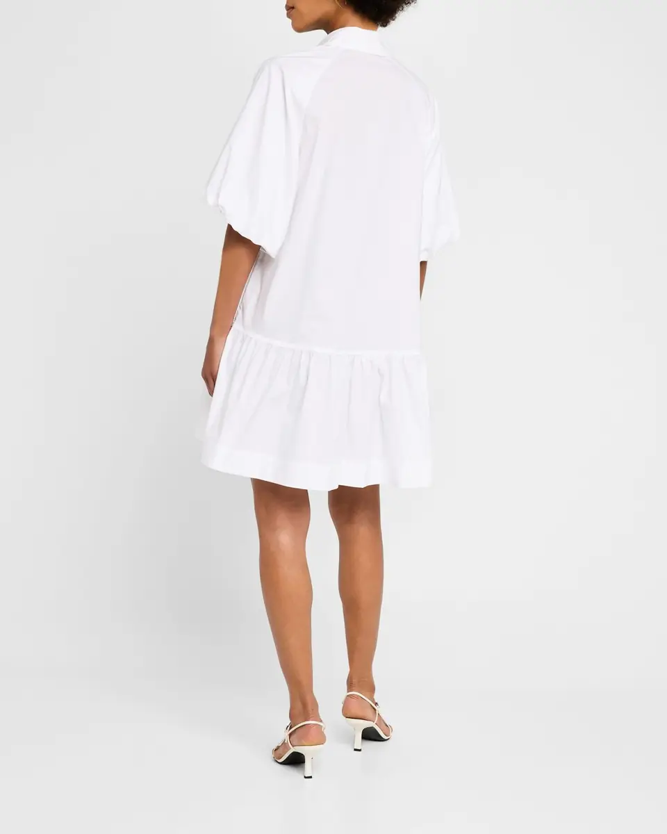 Simkhai Crissy Puff-Sleeve Cotton Poplin Mini Shirtdress | Thumbnail 3 Simkhai Crissy Puff-Sleeve Cotton Poplin Mini Shirtdress | Thumbnail 3