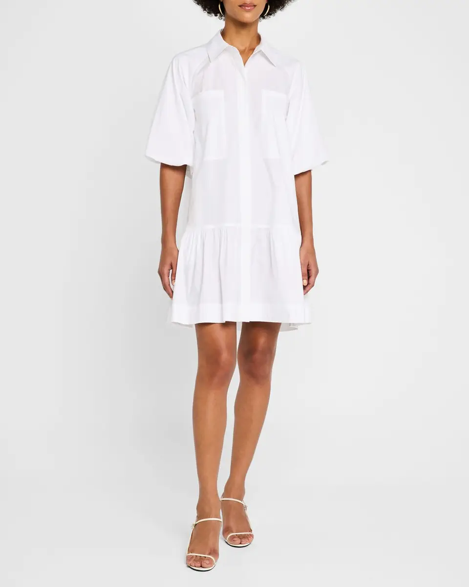 Simkhai Crissy Puff-Sleeve Cotton Poplin Mini Shirtdress | Thumbnail 4 Simkhai Crissy Puff-Sleeve Cotton Poplin Mini Shirtdress | Thumbnail 4