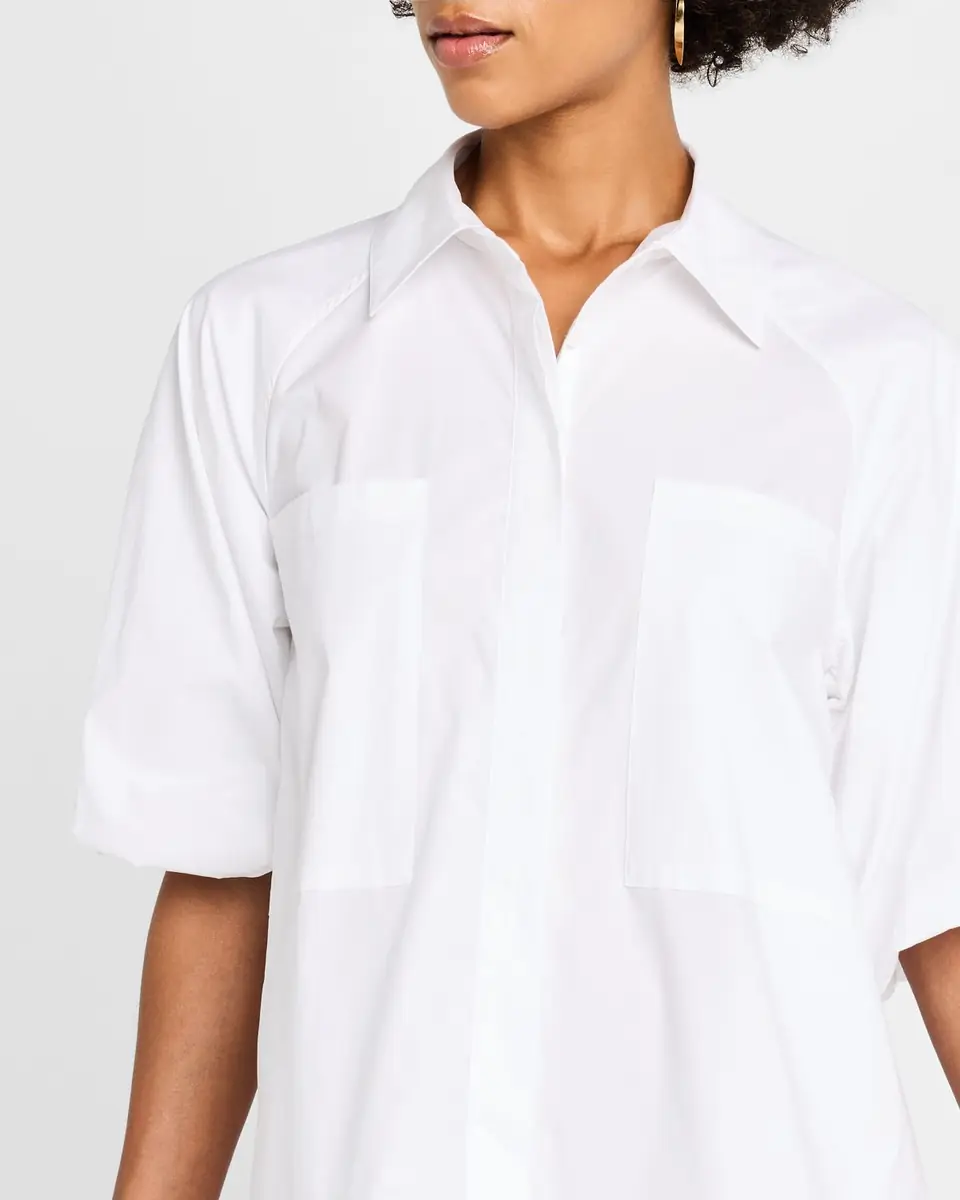 Simkhai Crissy Puff-Sleeve Cotton Poplin Mini Shirtdress | Thumbnail 5 Simkhai Crissy Puff-Sleeve Cotton Poplin Mini Shirtdress | Thumbnail 5