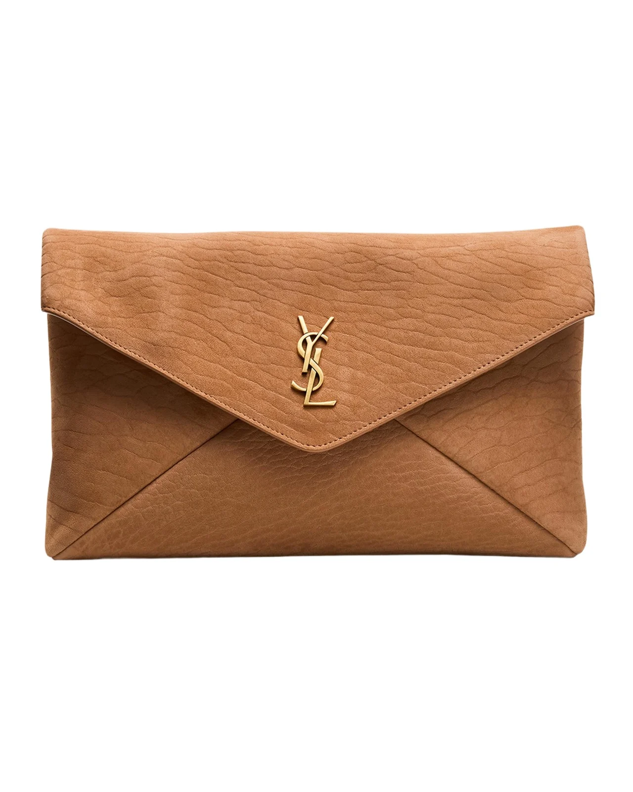 Large YSL Envelope Pouch Clutch Bag in Pebbled Leather Large YSL Envelope Pouch Clutch Bag in Pebbled Leather