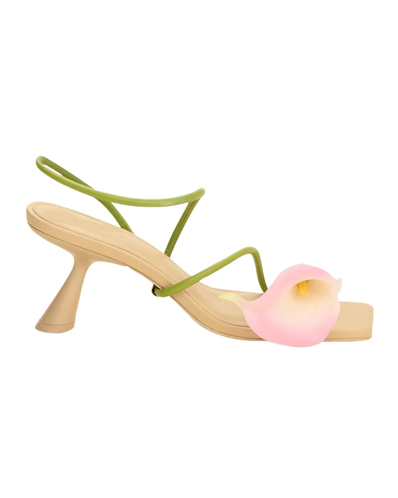 Ria Calla Lily Leather Comma-Heel Sandals