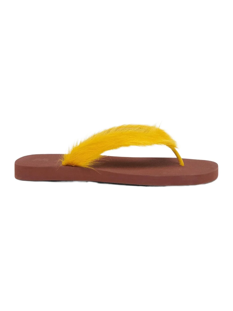 Marni Men's Long Calf Hair Flip-Flop Sandals