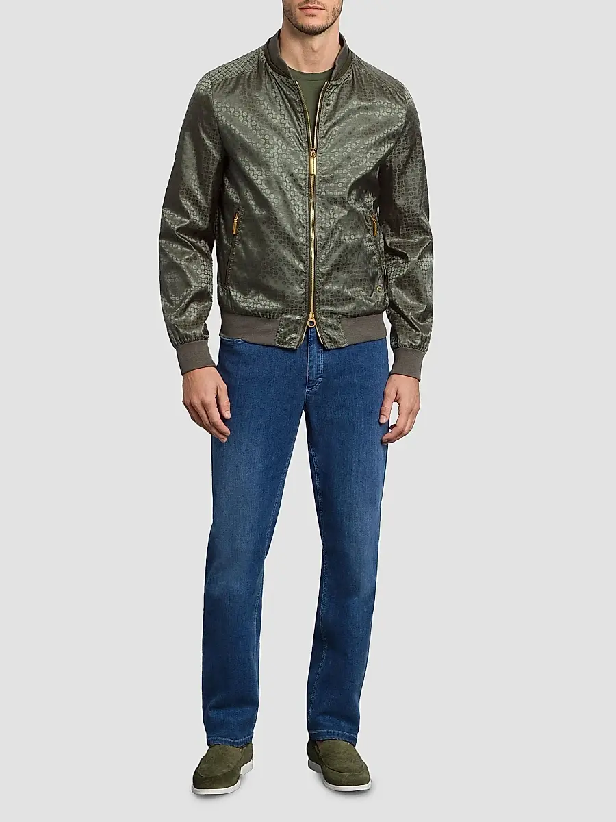 Stefano Ricci Men's Jacquard and Lambskin Leather Blouson Jacket | Thumbnail 9 Stefano Ricci Men's Jacquard and Lambskin Leather Blouson Jacket | Thumbnail 9