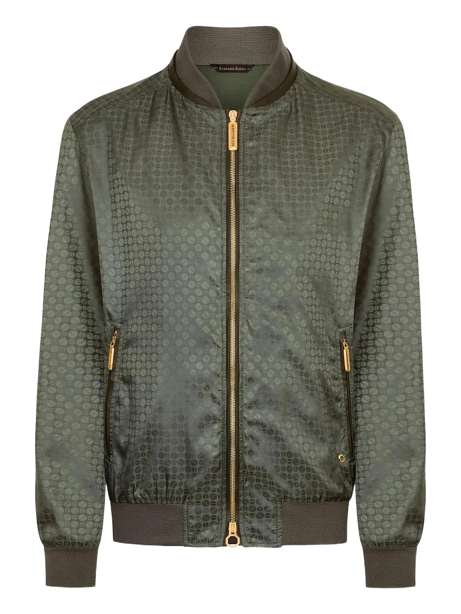 Stefano Ricci Men's Jacquard and Lambskin Leather Blouson Jacket
