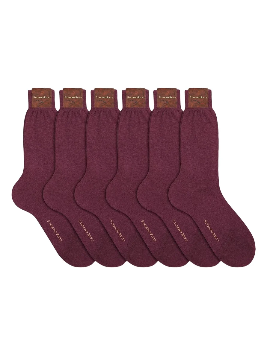 Stefano Ricci Men's 6-Pack Solid Cotton Socks