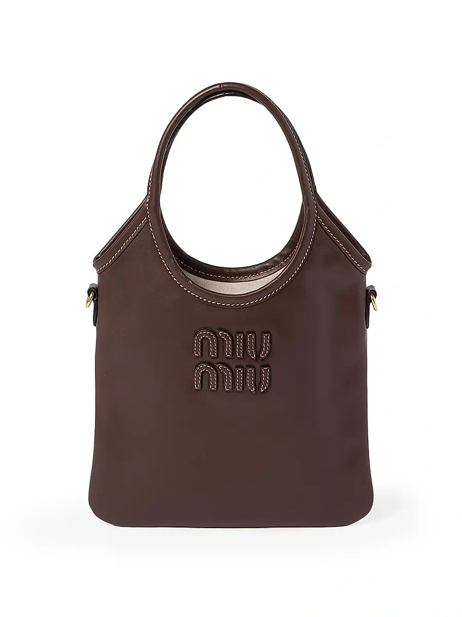 Miu Miu Women's Ivy Leather Top Handle Bag - Brown | Image 1 Miu Miu Women's Ivy Leather Top Handle Bag - Brown | Image 1