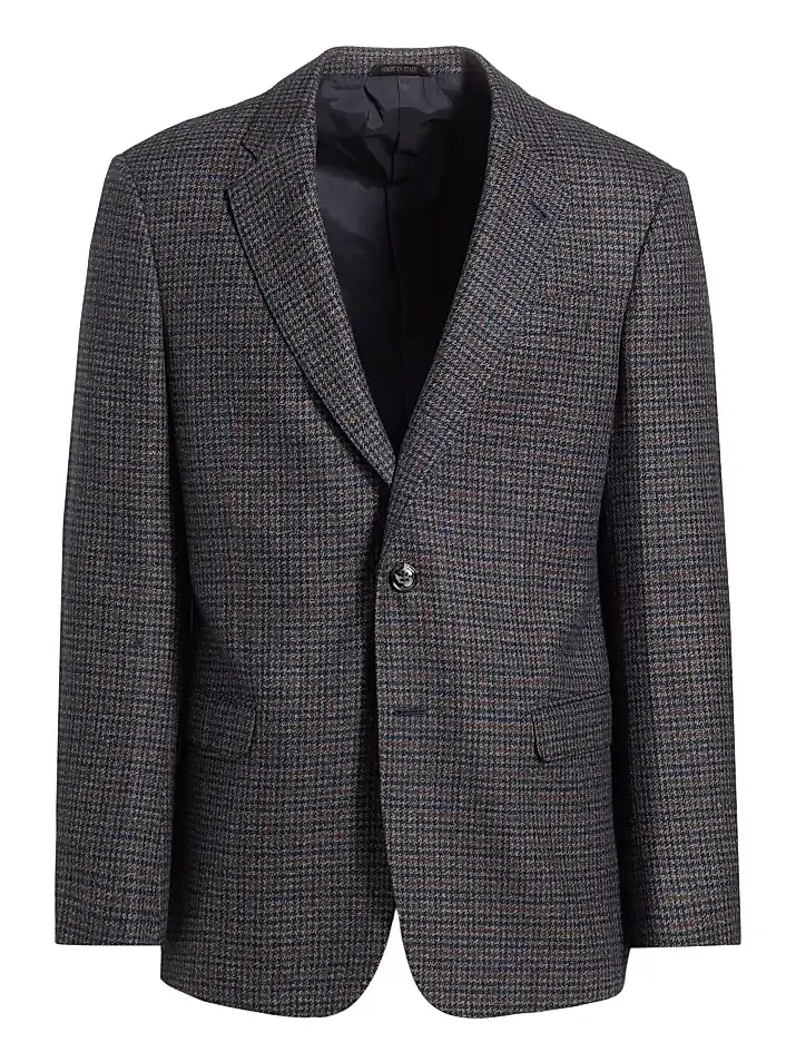 Men's Check Wool & Cashmere Jacket - Navy Copper Men's Check Wool & Cashmere Jacket - Navy Copper