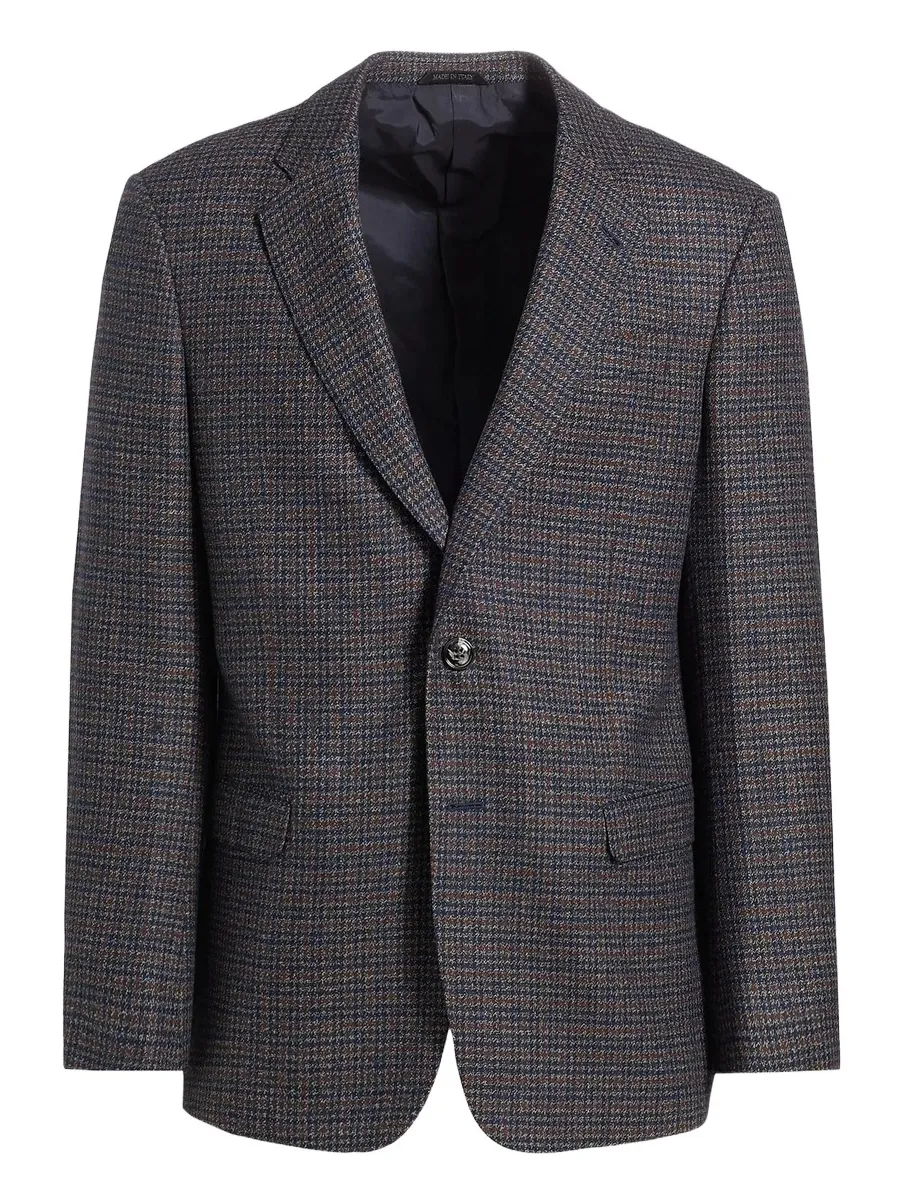 Giorgio Armani Men's Check Wool & Cashmere Jacket - Navy Copper