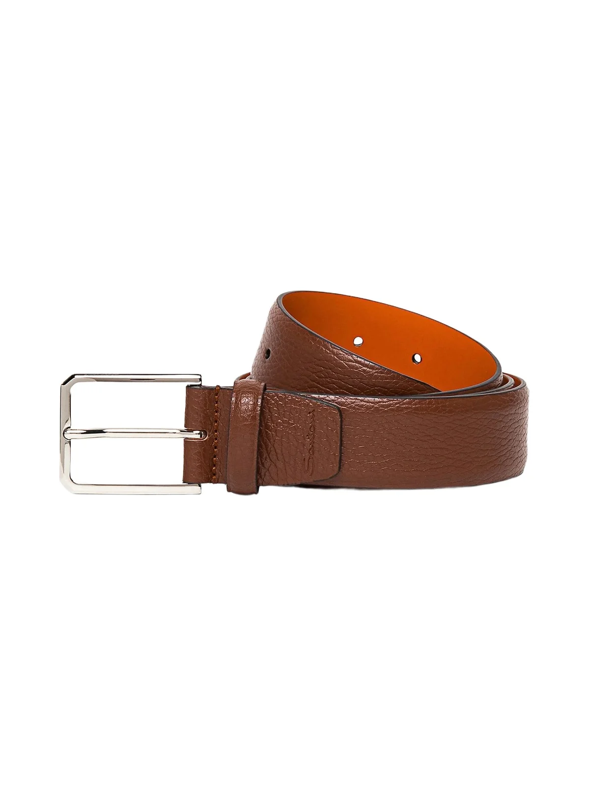 Santoni Men's Adjustable Grained Leather Belt