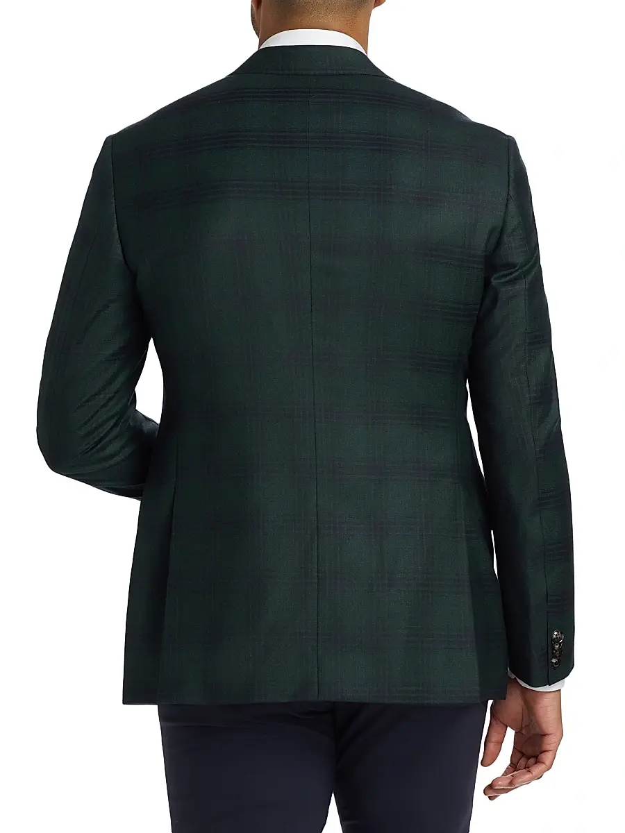 Giorgio Armani Men's Plaid Wool-Cashmere Single-Breasted Blazer | Thumbnail 5 Giorgio Armani Men's Plaid Wool-Cashmere Single-Breasted Blazer | Thumbnail 5