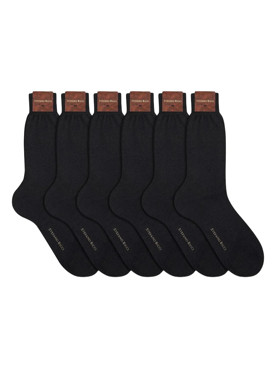 Stefano Ricci Men's 6-Pack Solid Cotton Socks