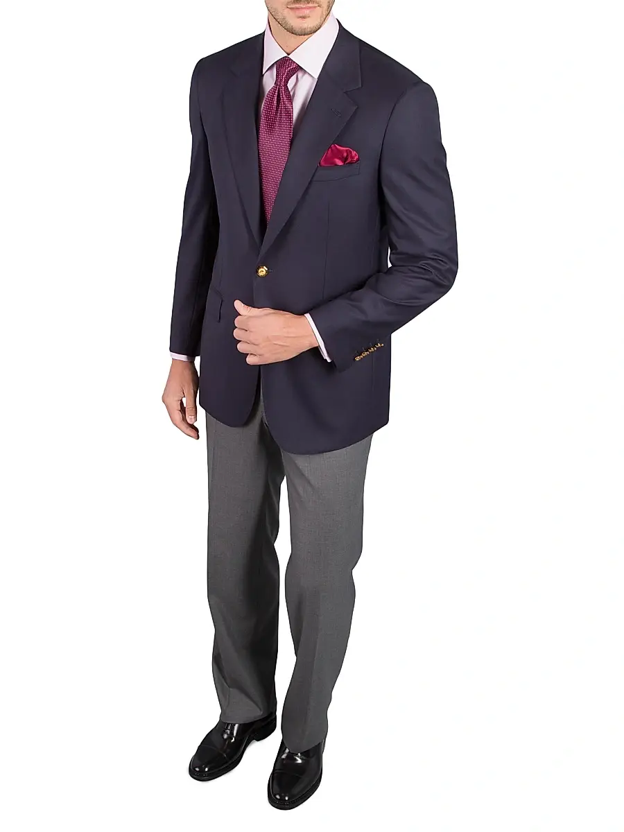Stefano Ricci Men's Woven Jacket with 2 Buttons - Blue | Thumbnail 7 Stefano Ricci Men's Woven Jacket with 2 Buttons - Blue | Thumbnail 7