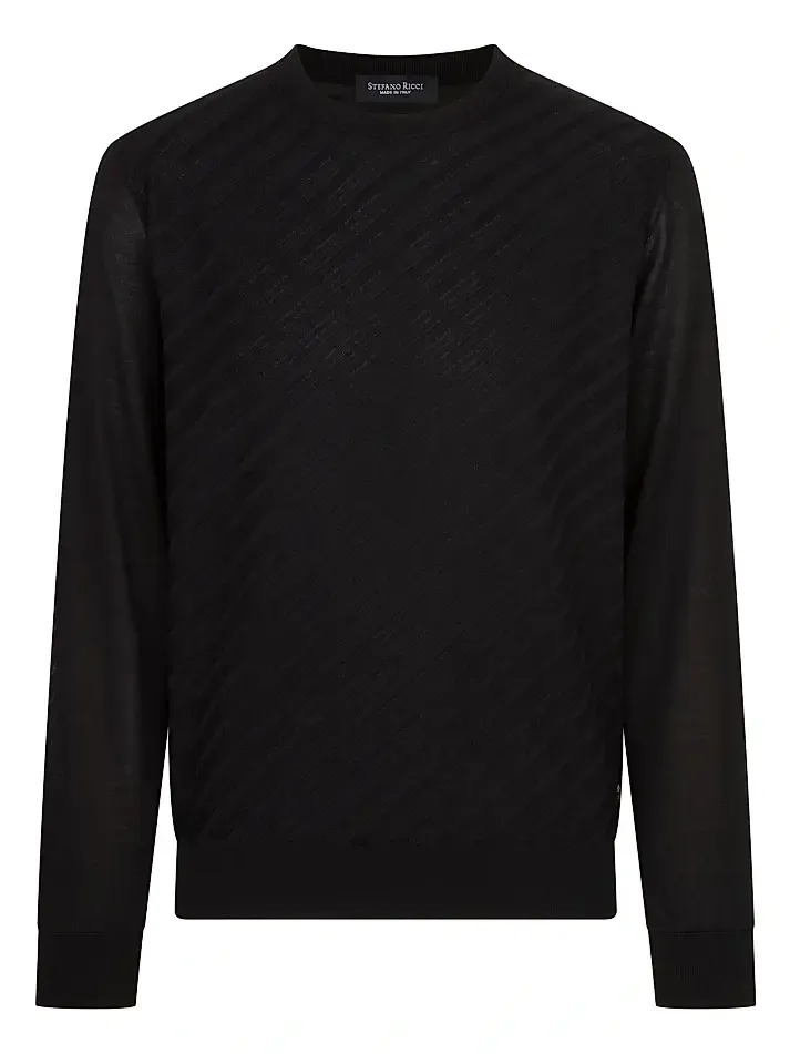 Men's Cotton and Silk Jacquard Knit Sweater Men's Cotton and Silk Jacquard Knit Sweater
