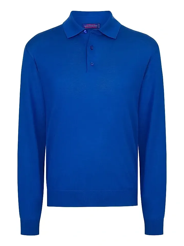 Men's Cashmere and Wool Polo - Blue