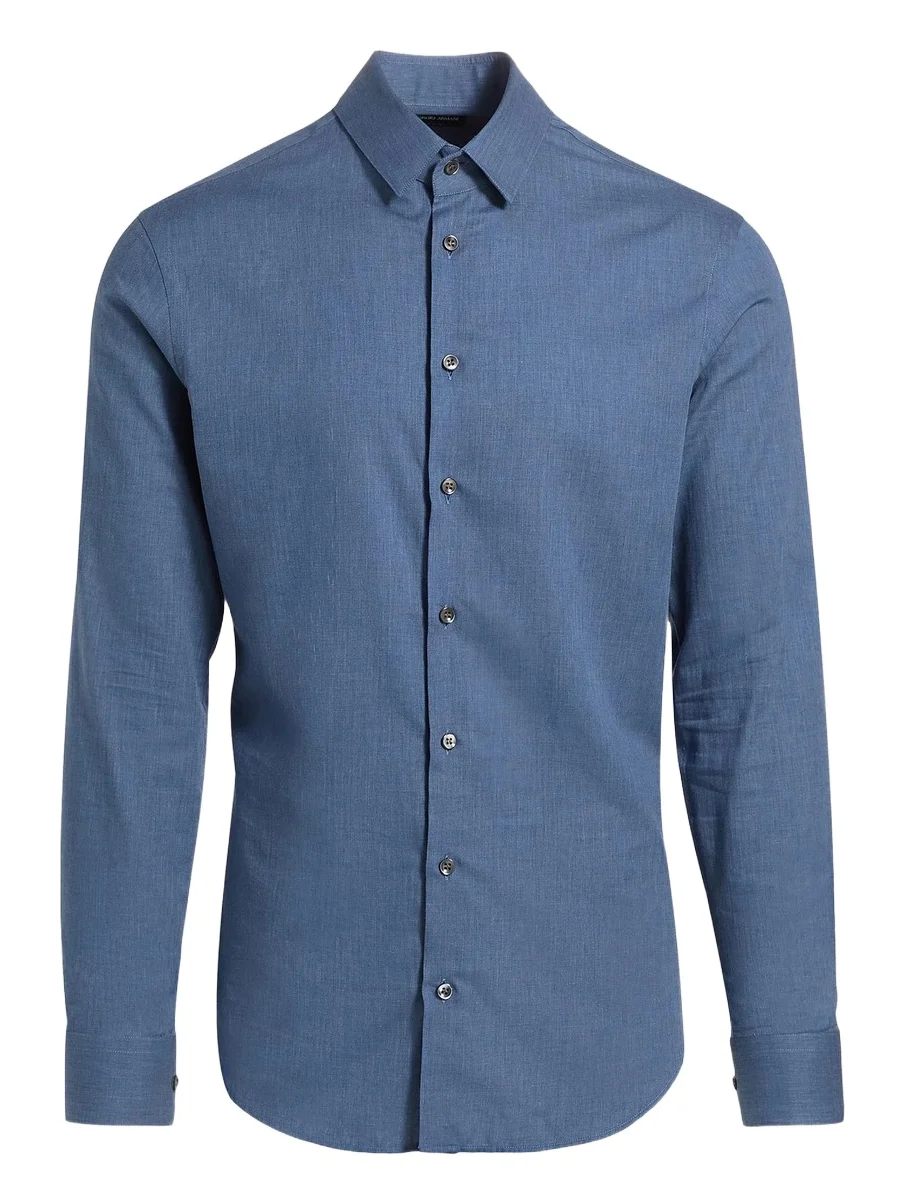 Men's Woven Cotton Button-Up Shirt