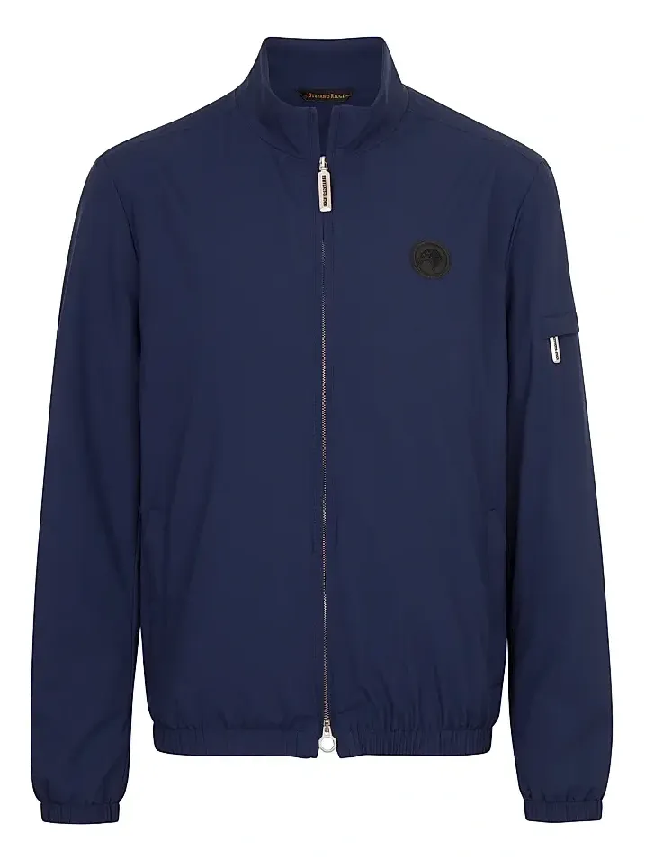 Men's Windbreaker Jacket with Zip Closure - Saphire Blue