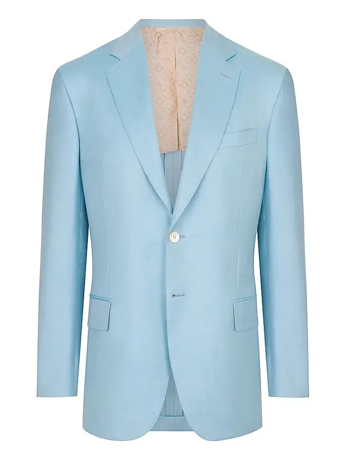 Men's Classic 2 Button Blazer in Cashmere and Silk - Light Blue Men's Classic 2 Button Blazer in Cashmere and Silk - Light Blue