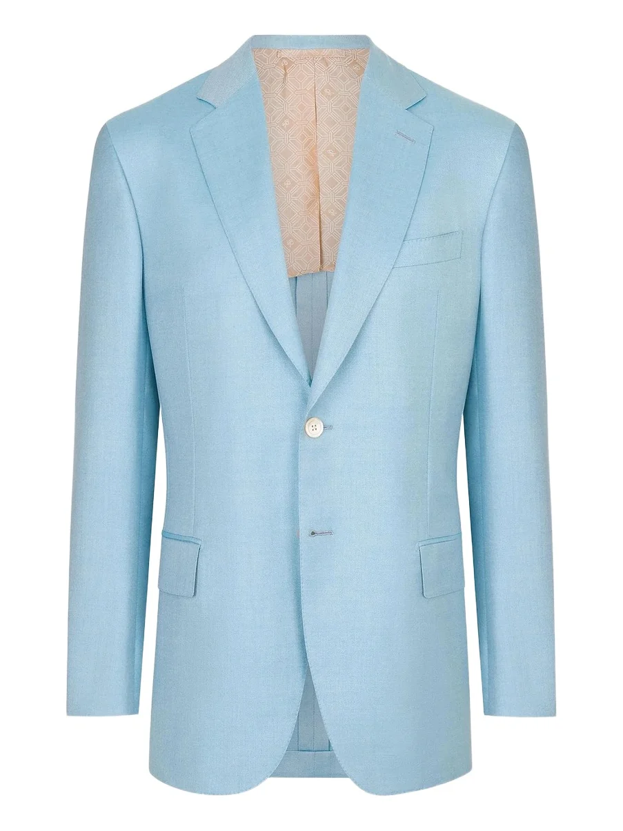 Stefano Ricci Men's Classic 2 Button Blazer in Cashmere and Silk - Light Blue