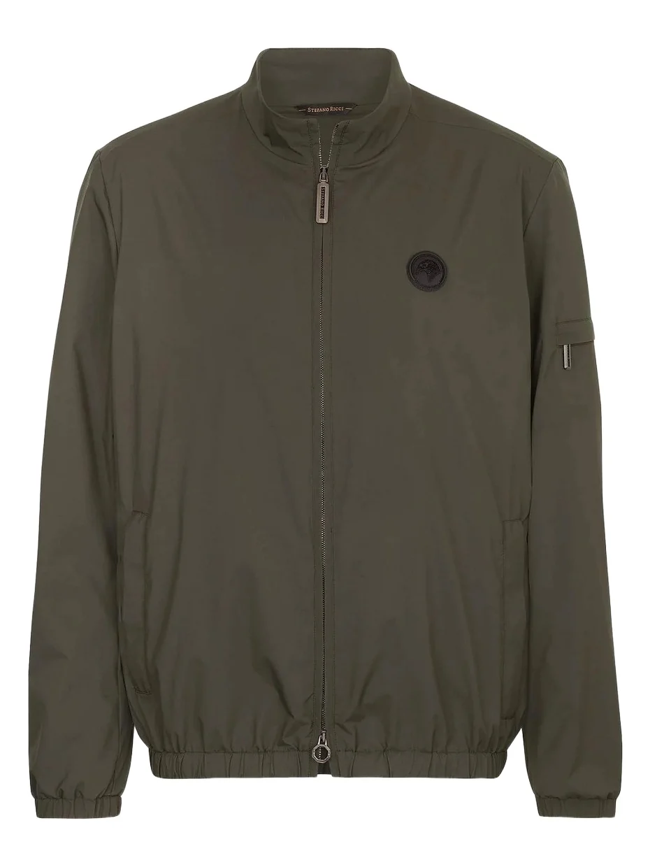 Stefano Ricci Men's Windbreaker Jacket with Zip Closure - Fir Green