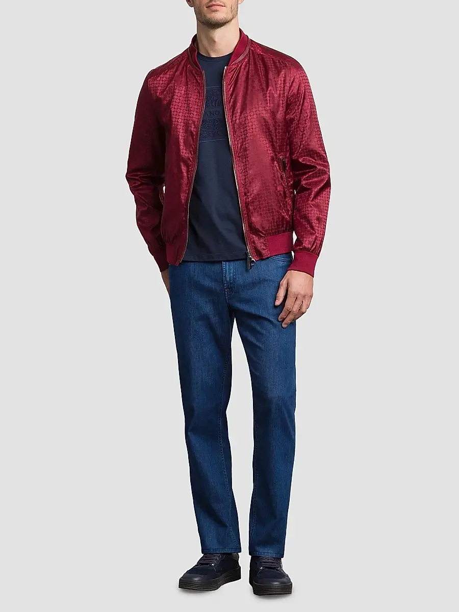Stefano Ricci Men's Jacquard and Lambskin Leather Blouson Jacket | Thumbnail 9