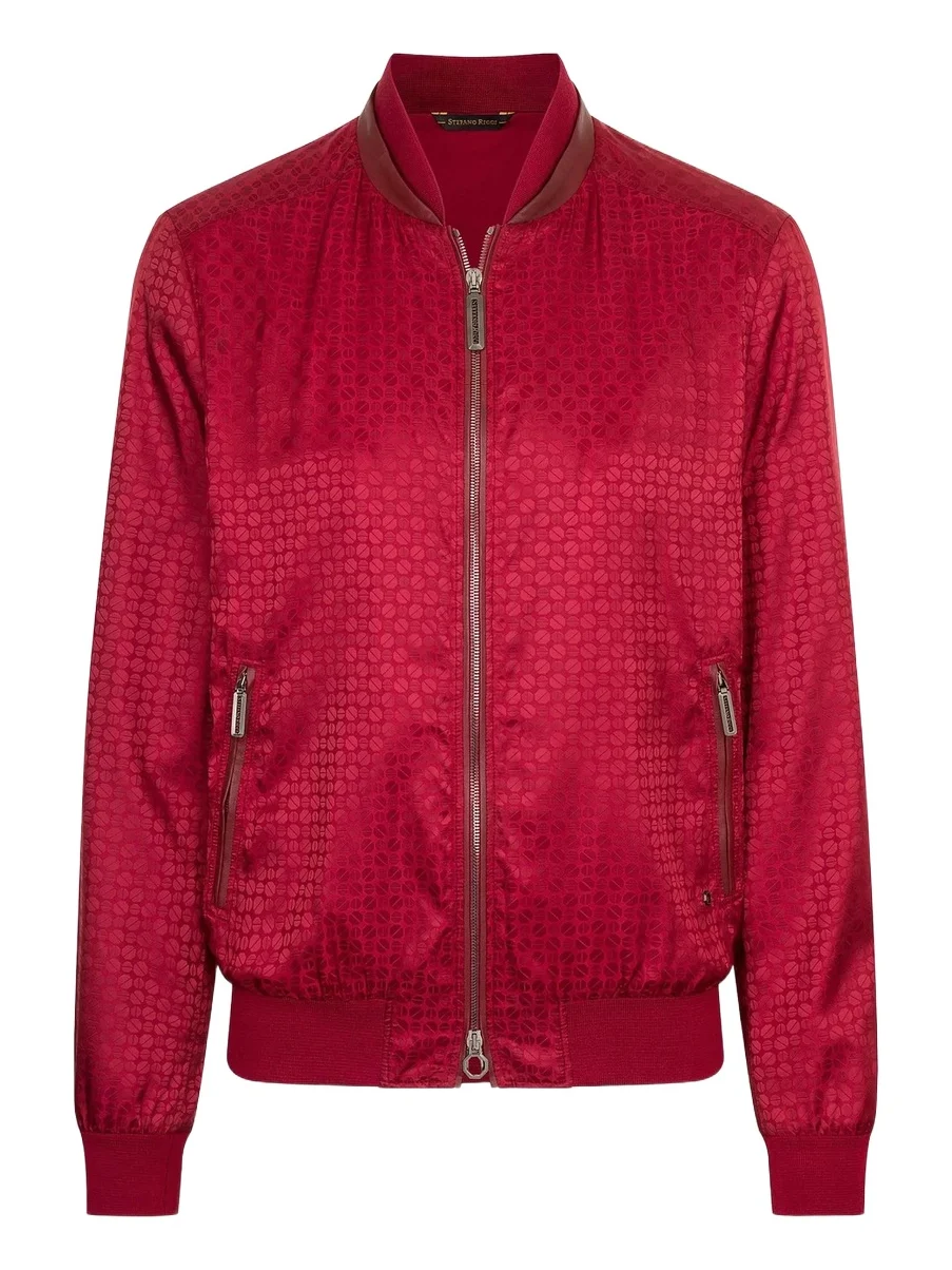 Stefano Ricci Men's Jacquard and Lambskin Leather Blouson Jacket