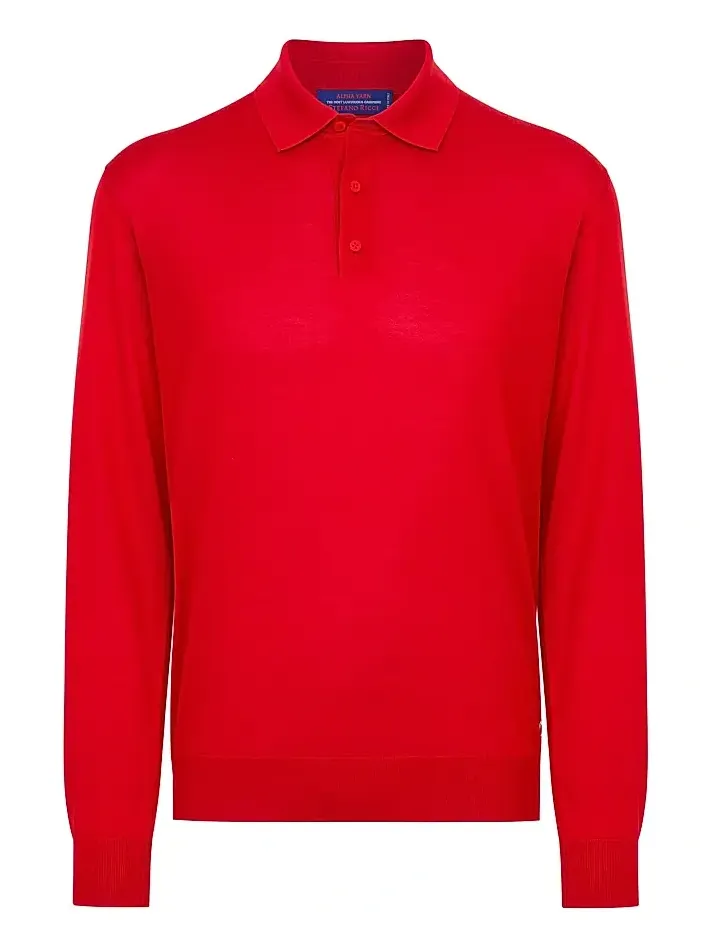 Men's Cashmere and Wool Polo - Red
