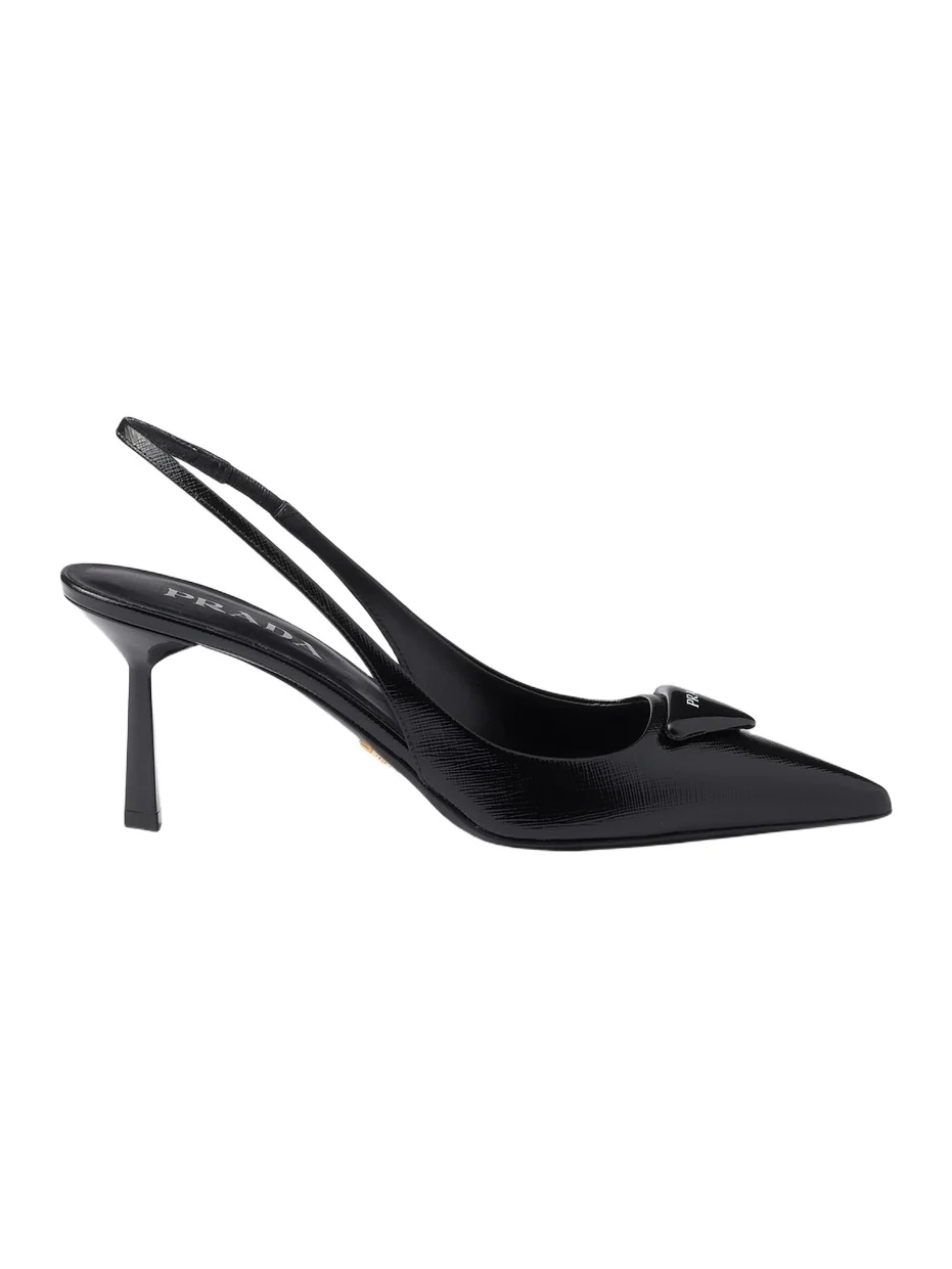 Women's Saffiano 75MM Patent Leather Slingback Pumps Women's Saffiano 75MM Patent Leather Slingback Pumps