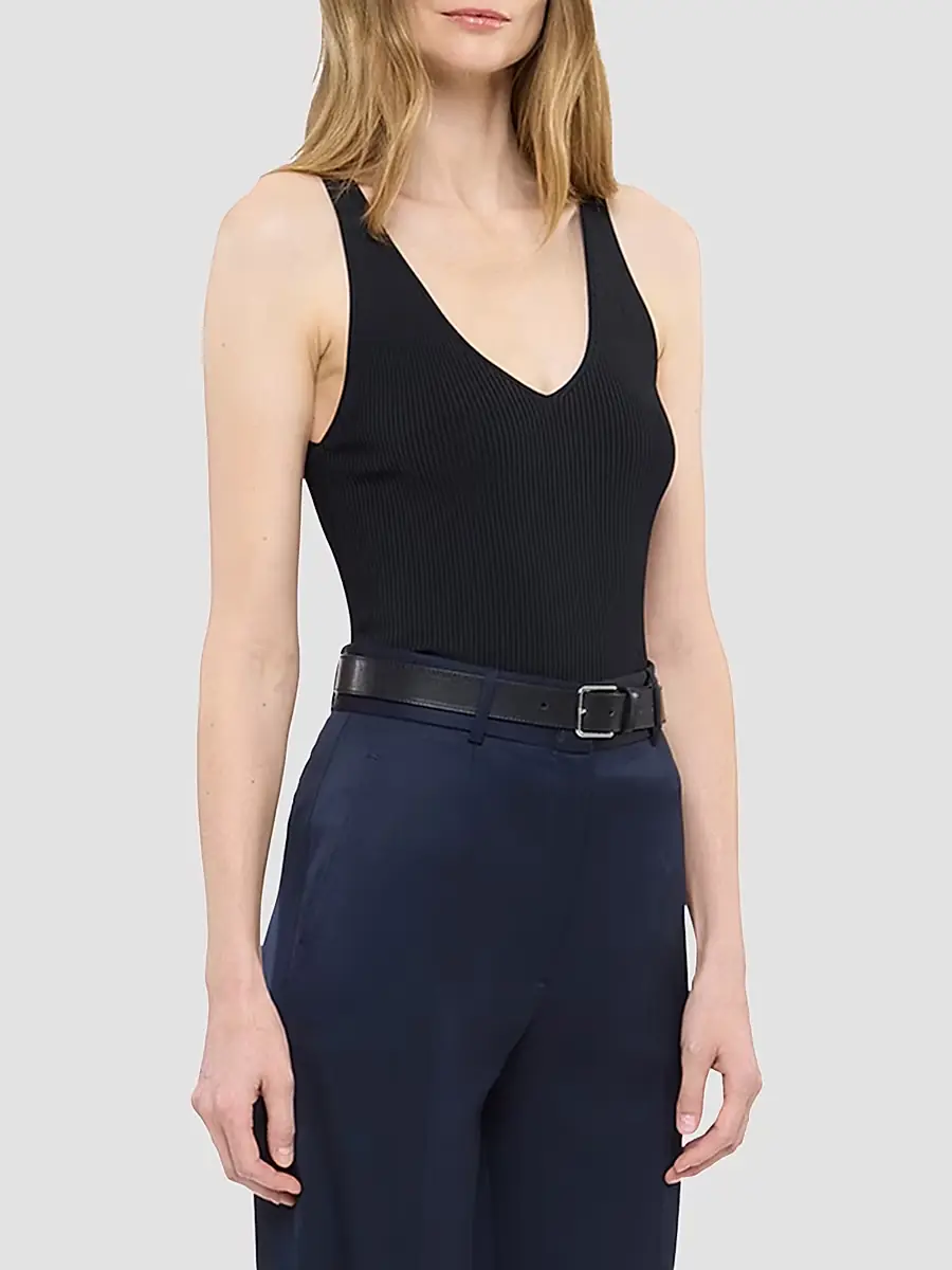 Another Tomorrow Women's Deep V Tank Knit | Thumbnail 3 Another Tomorrow Women's Deep V Tank Knit | Thumbnail 3