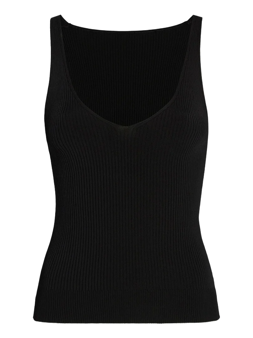 Another Tomorrow Women's Deep V Tank Knit