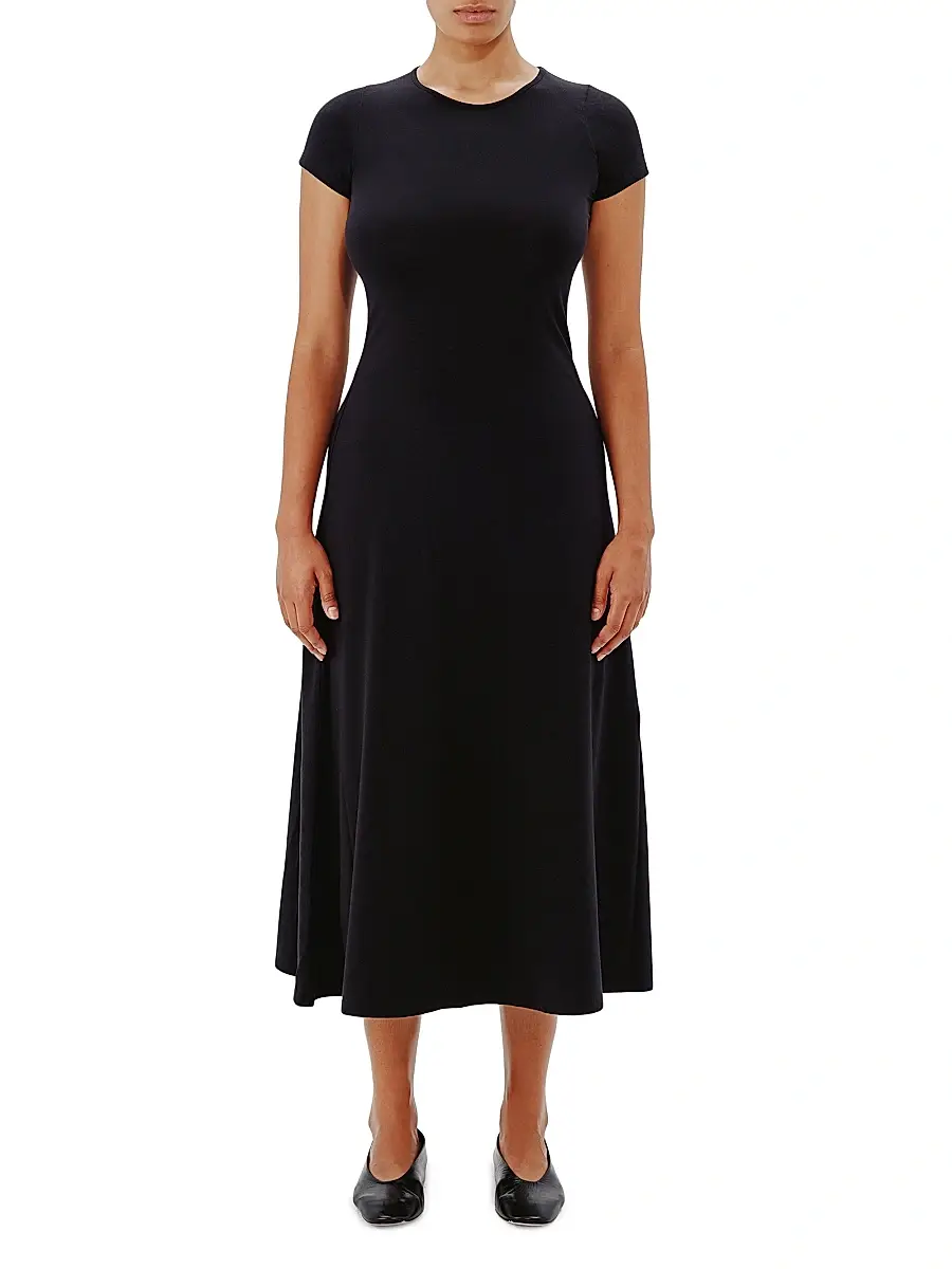 Another Tomorrow Women's Fitted Tee Dress | Thumbnail 2