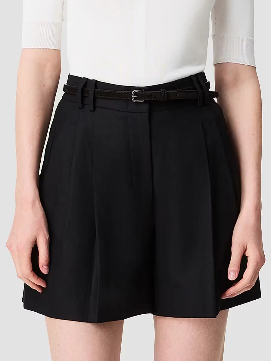 Another Tomorrow Women's Pleated Shorts | Thumbnail 2