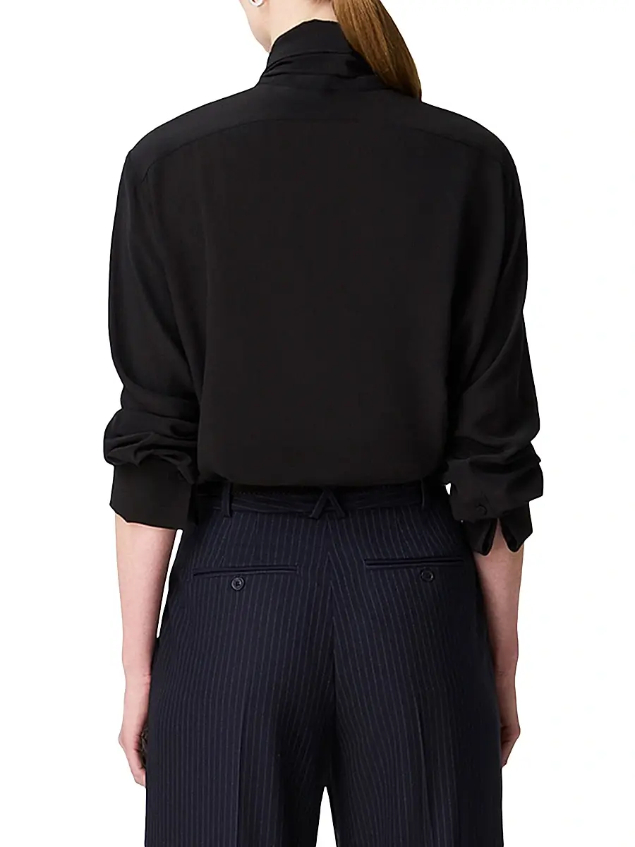 Another Tomorrow Women's Signature Bow Blouse | Thumbnail 3