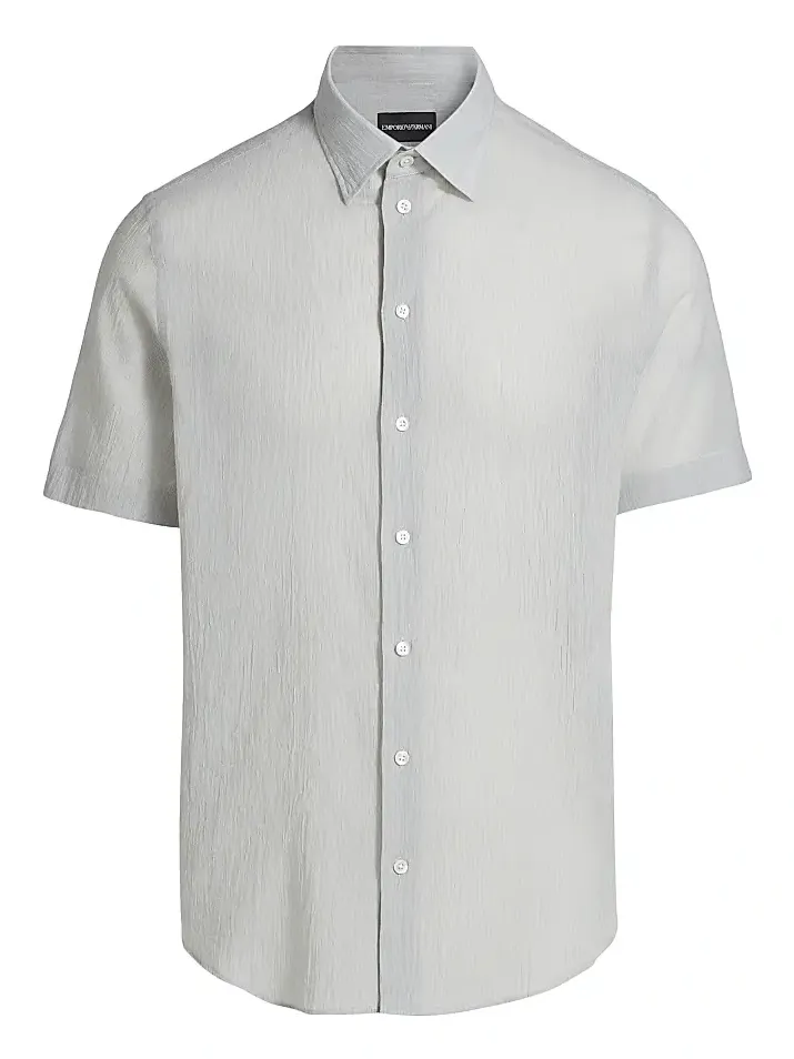 Men's Solid Cotton Button-Front Shirt
