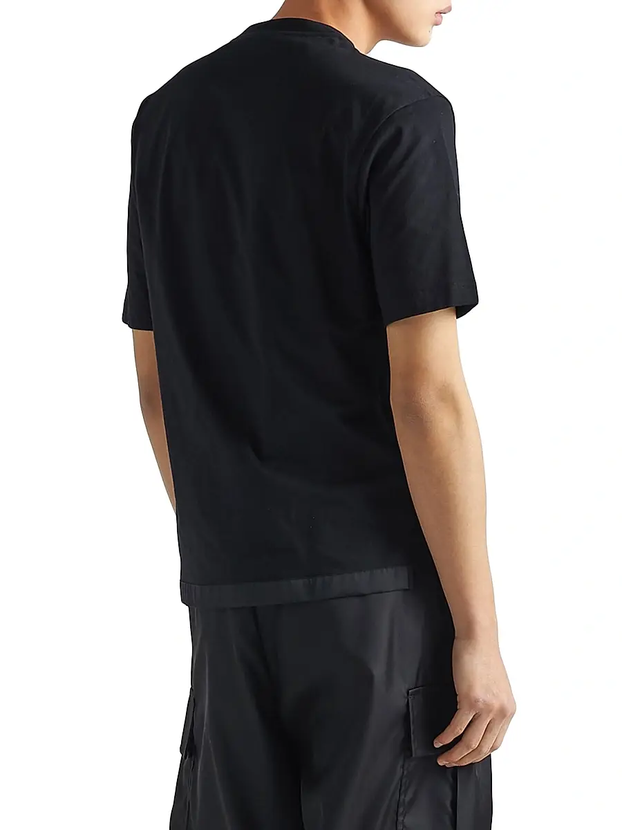 Prada Men's Re-Nylon and Jersey T-Shirt - Black | Thumbnail 5 Prada Men's Re-Nylon and Jersey T-Shirt - Black | Thumbnail 5