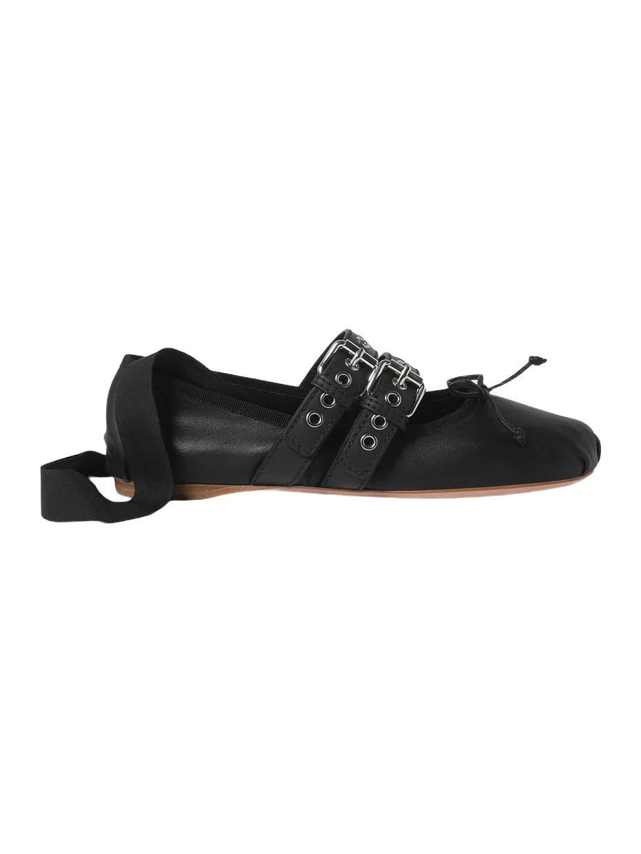 Miu Miu Women's Nappa and Calf Leather Ballerinas