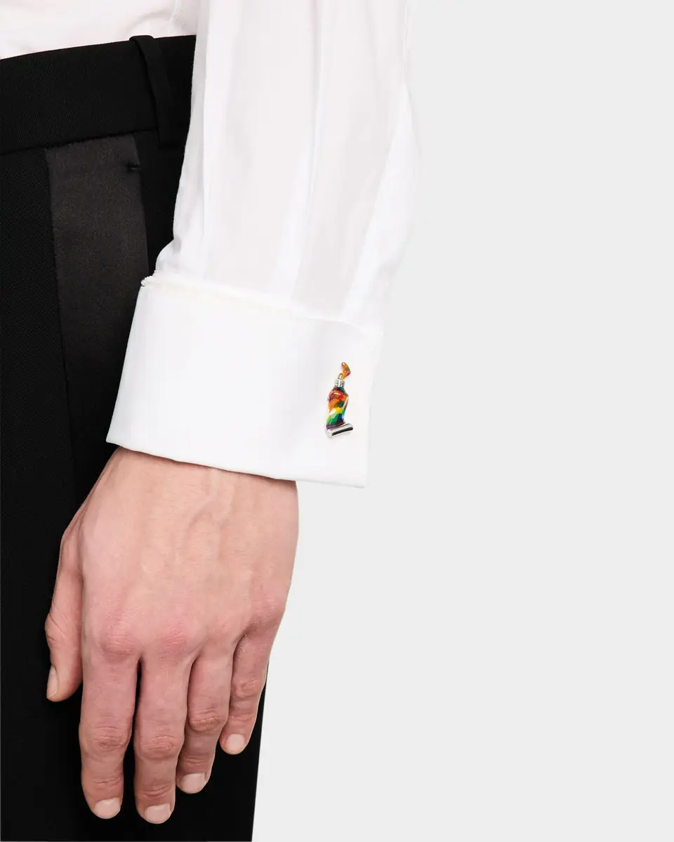 Jan Leslie Men's Paint Tube Stripe and Splatter Sterling Silver Cufflinks | Thumbnail 2