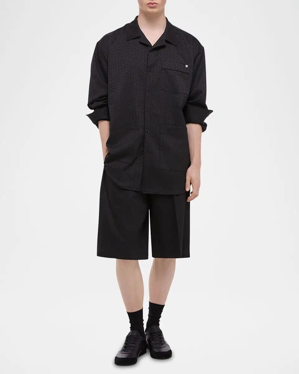 Helmut Lang Men's Oversized Satin Jacquard Pajama Shirt | Thumbnail 2