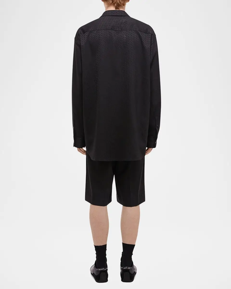 Helmut Lang Men's Oversized Satin Jacquard Pajama Shirt | Thumbnail 3